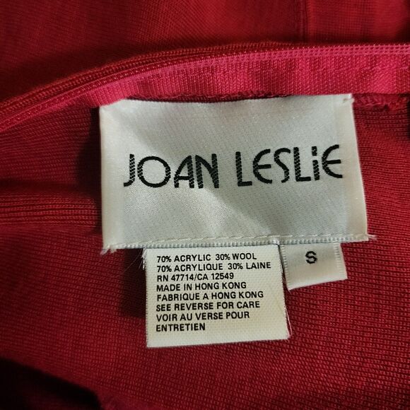 Vintage Joan Leslie Womens Wool-Blend Knit Dress Size S Red Long Dolman Sleeve - Picture 6 of 7